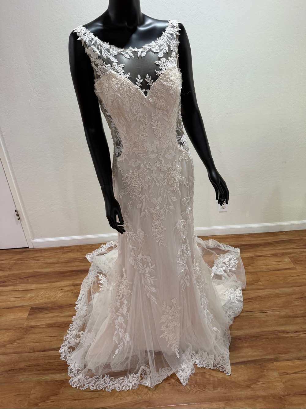 Lillian West 66143 Wedding Dress Size 14 Sand Ivory Nude Mermaid Gown